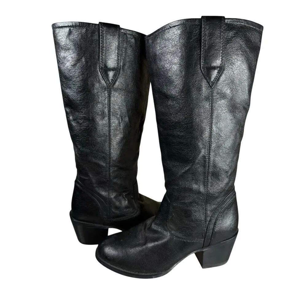 Durango Black Leather Western Boots Women’s Size 7.5 Cowboy Mid Calf Riding